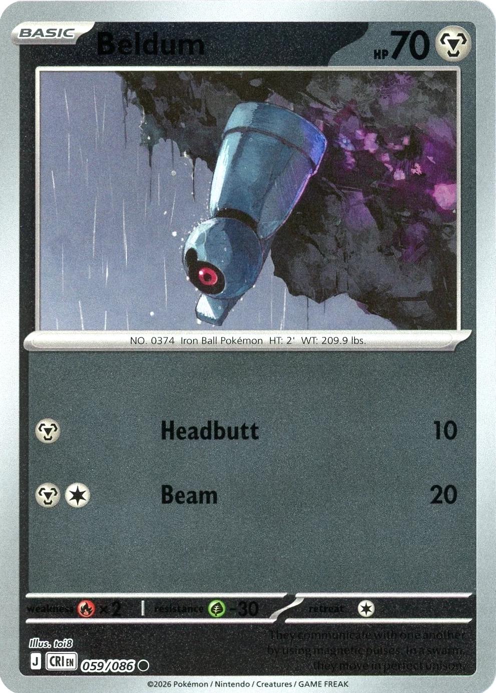 Chaos Rising Beldum [Reverse Holo] Pokémon card